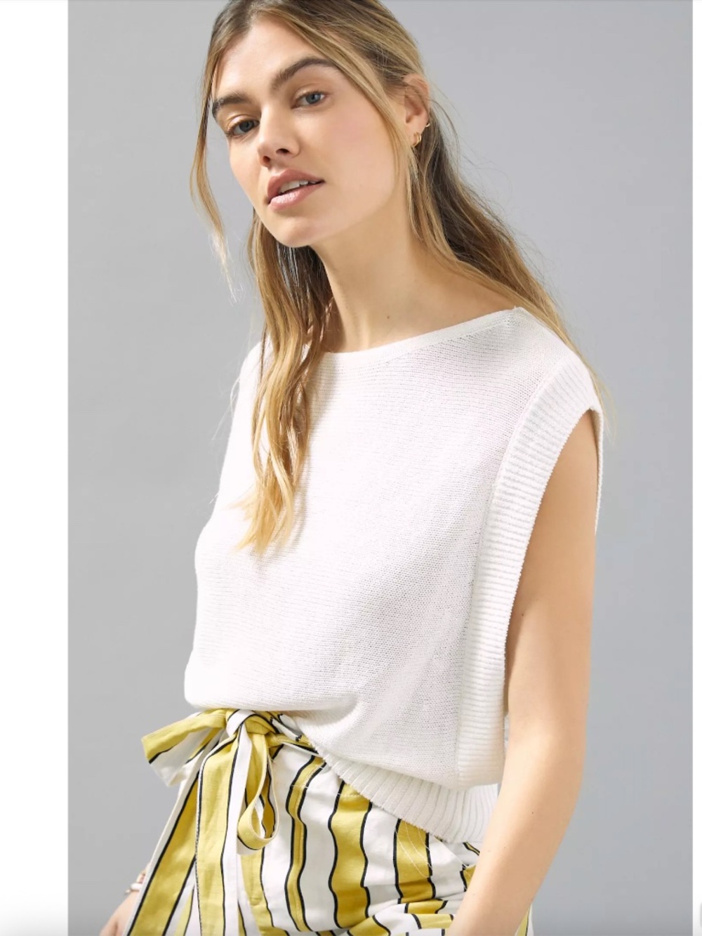 $98 NWT Maeve by Anthropologie Maeve Addie Sweater Tank Sand Medium Muscle